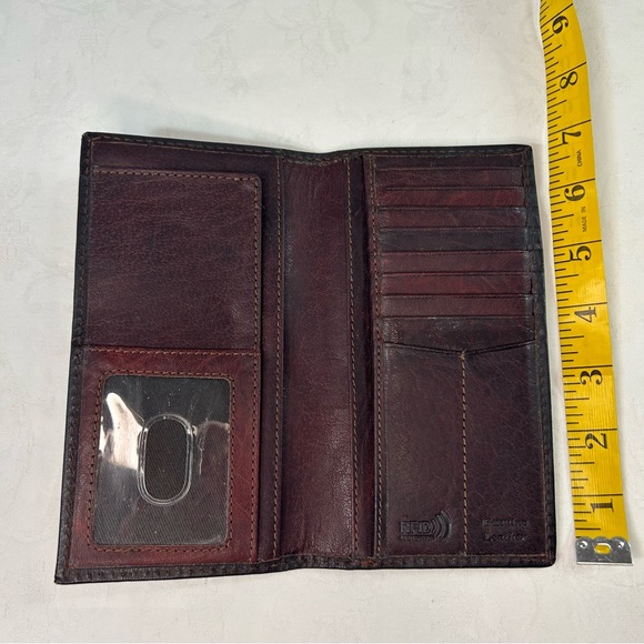 Genuine Leather Long Wallet RFID Coffee Brown Mahogany - Picture 9 of 9